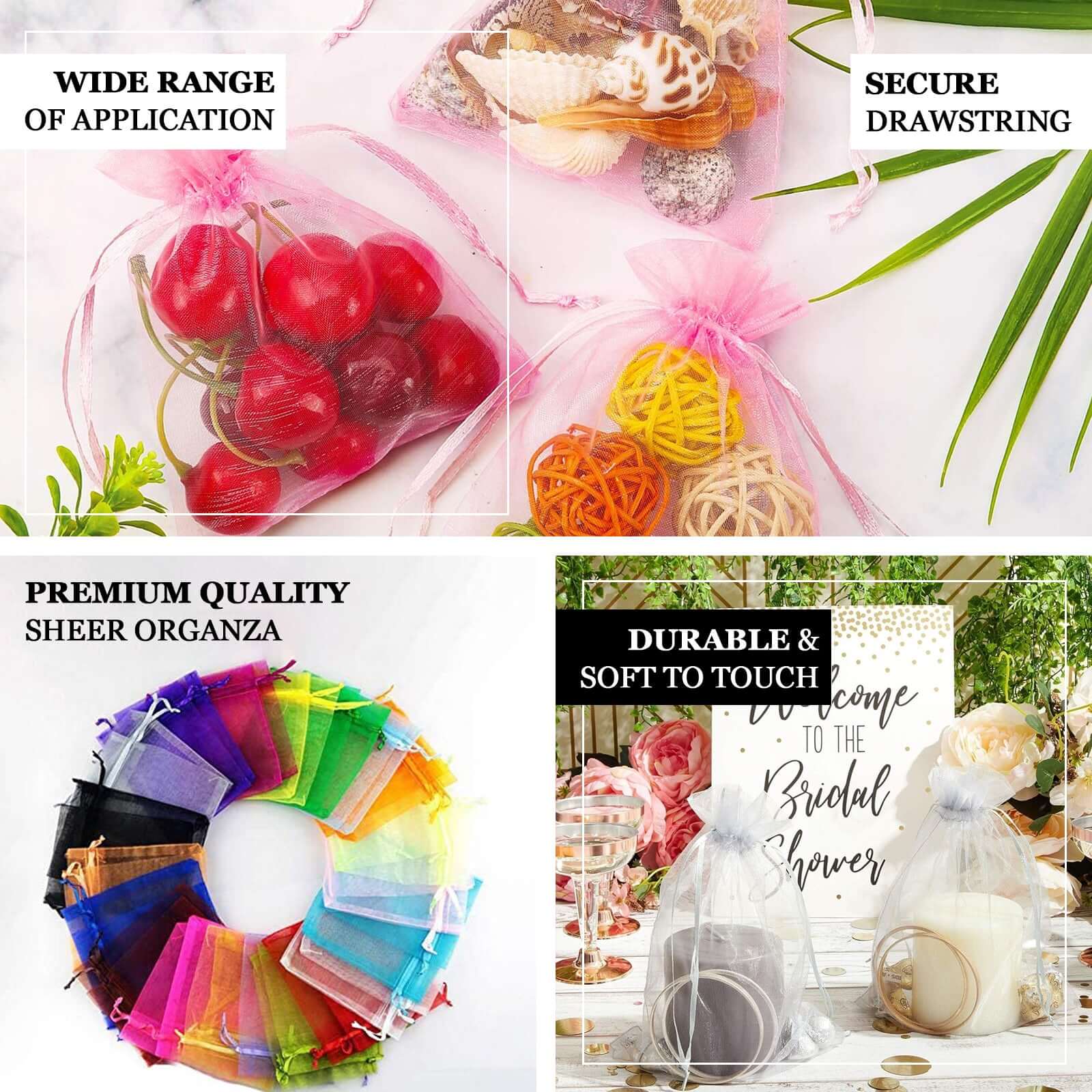 10 Pack 3"x4" Peach Organza Drawstring Wedding Party Favor Gift Bags - Clearance SALE