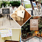 65" Black Metal Sign Holder Easel Stand, Collapsible Tripod Stand
