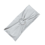 5 Pack Stretch Spandex Chair Sashes Silver - Reusable Chair Bands with Silver Diamond Ring Slide Buckle 5"x14"