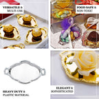 12-Pack Display Trays Party Favor Baroque Oval Design Silver - Mini Serving Platters for Sweets and Desserts 4.5"