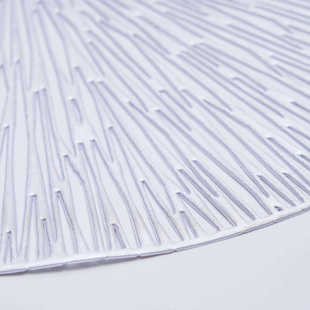 6-Pack Dining Table Mats Spiked Design Silver - Vinyl Non-Slip Surface with Modern Appeal 15"