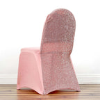 Spandex Chair Cover with Metallic Shimmer Tinsel Back for Banquet Chairs Rose Gold - Fitted Slipcover