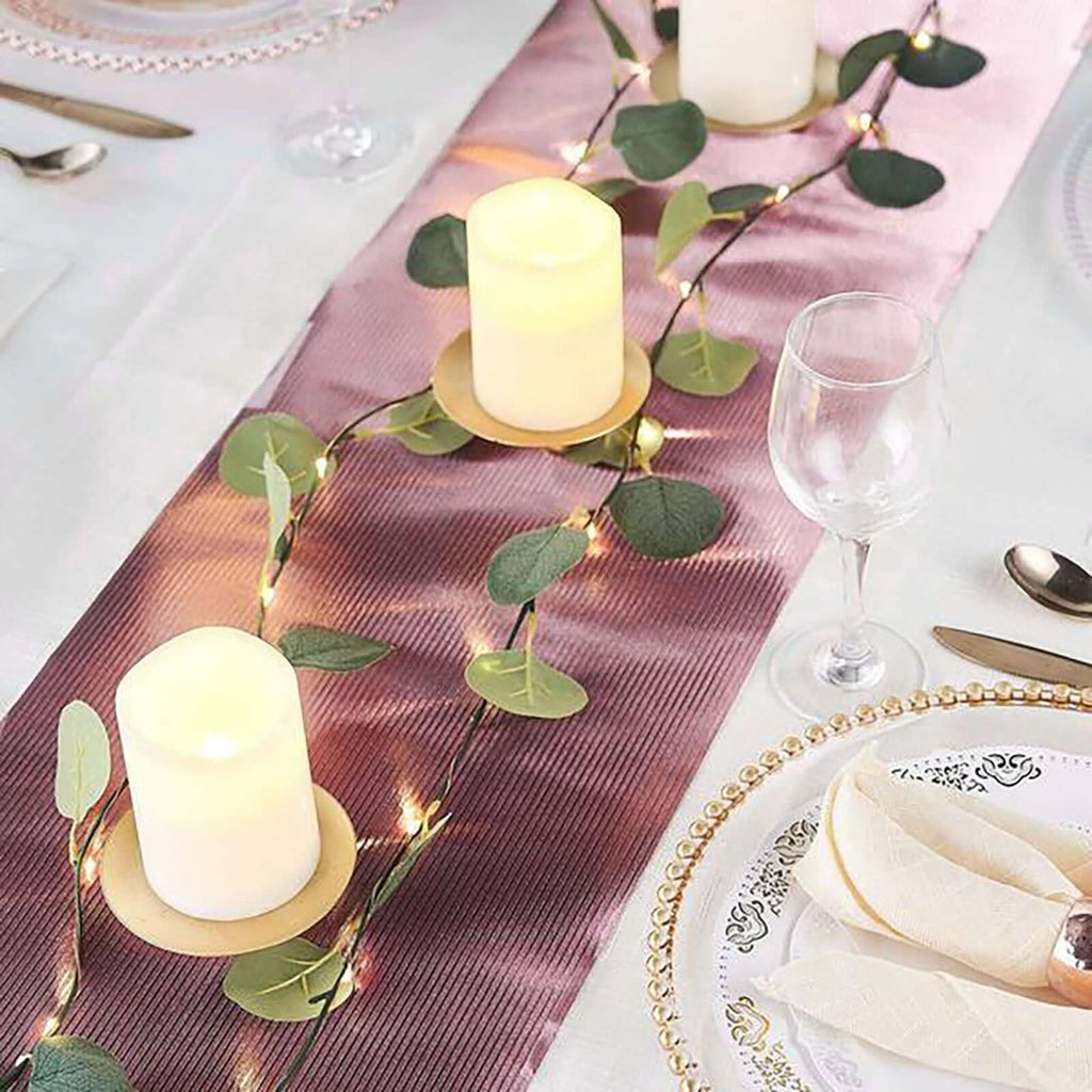 Glitter Paper 9ft Table Runner Roll Rose Gold Disposable Ridge Pattern Table Decor