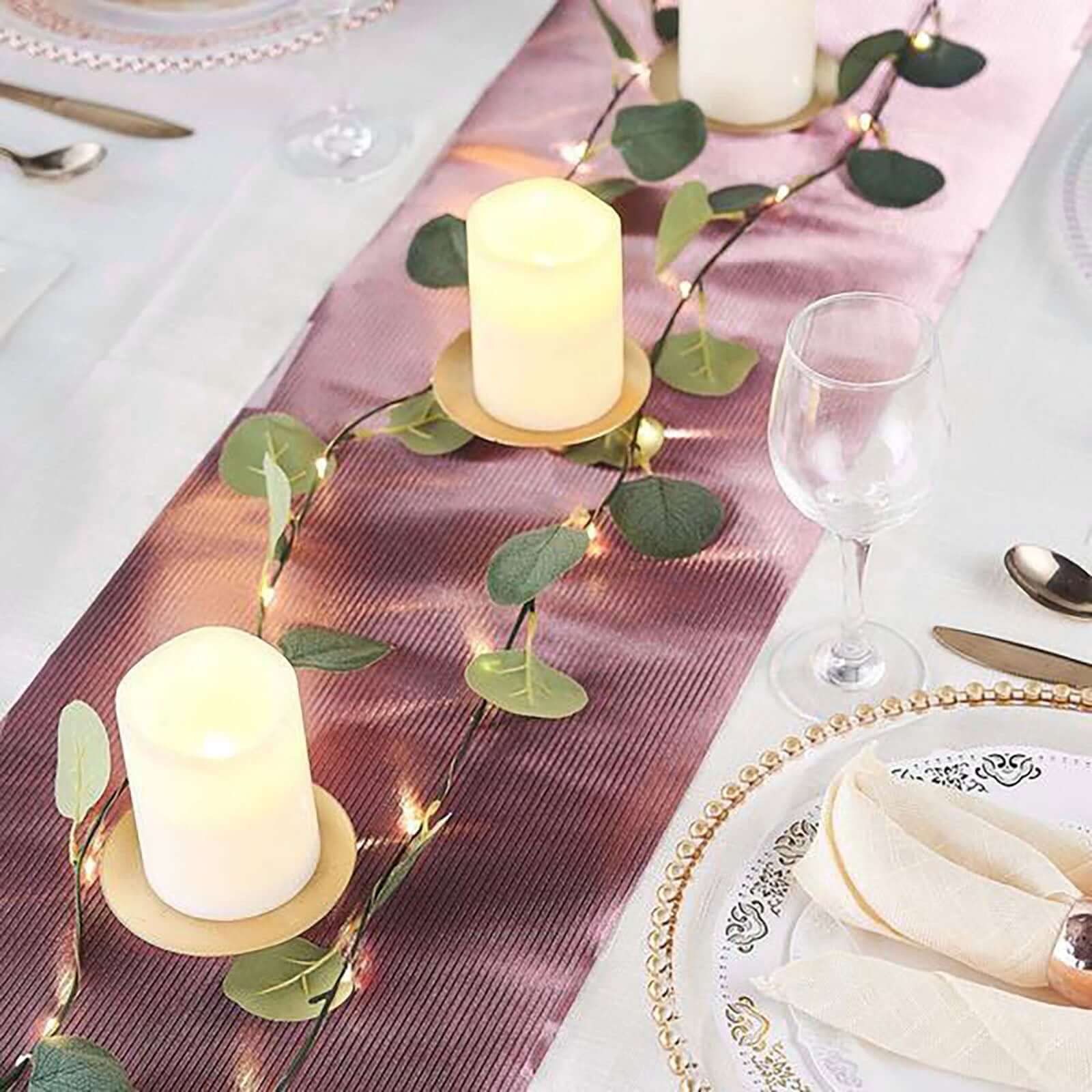 Glitter Paper 9ft Table Runner Roll Rose Gold Disposable Ridge Pattern Table Decor