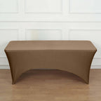 Stretch Spandex 6ft Rectangle Tablecloth Taupe - Durable Form-Fitting Table Cover
