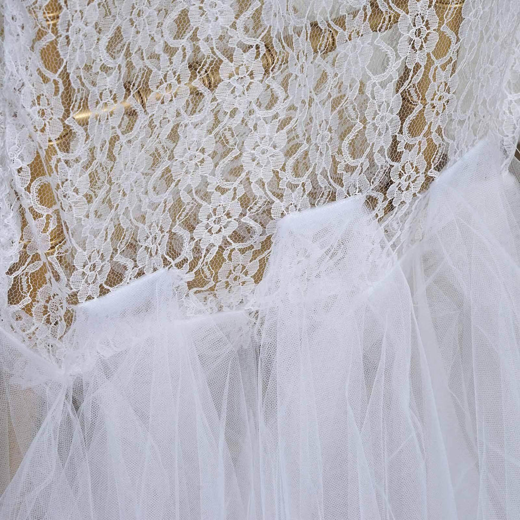 Lace and Tulle Chair Cover Skirt for Wedding Chairs Ivory - Stylish Tutu Slipcover for Sophisticated Event Decor
