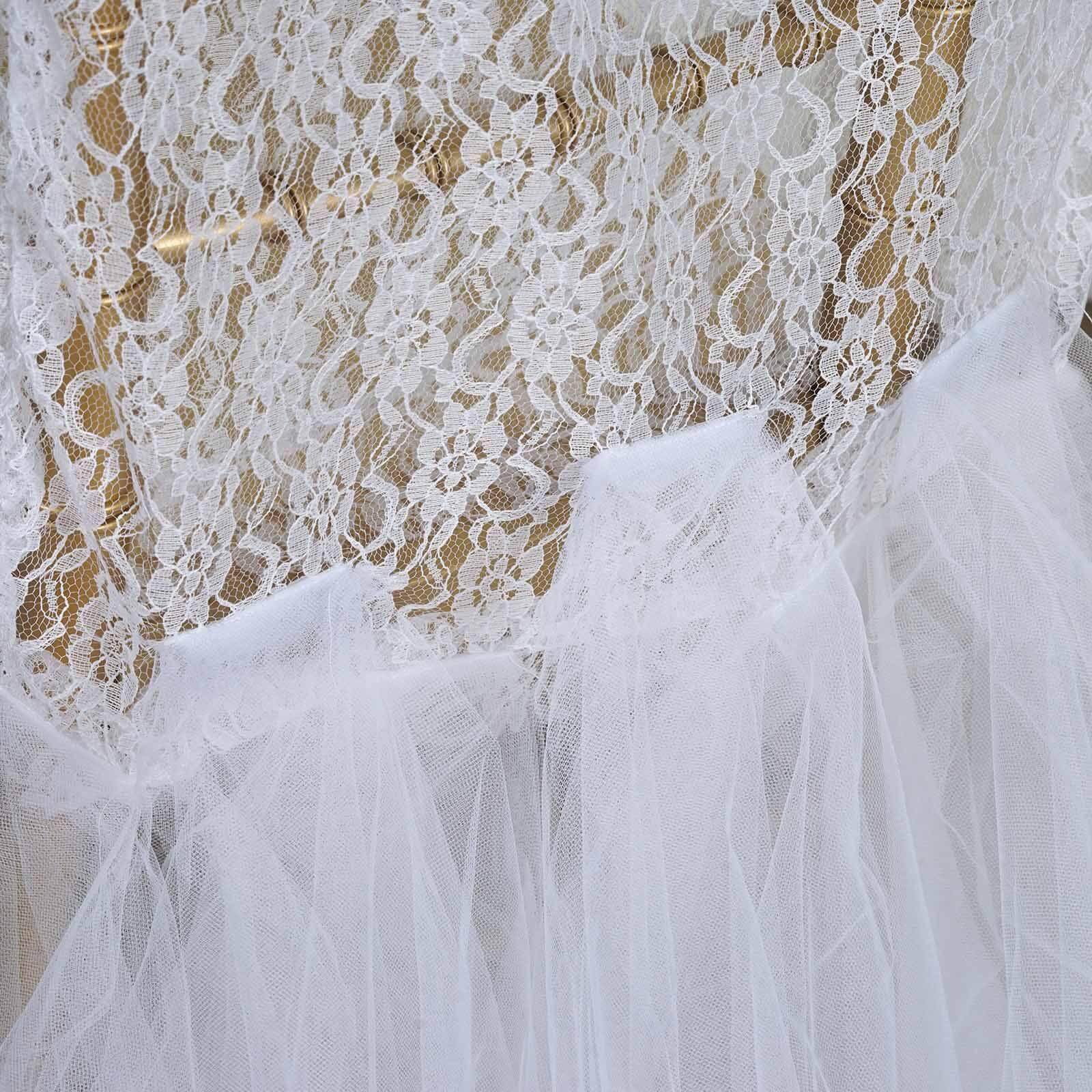 Lace and Tulle Chair Cover Skirt for Wedding Chairs Ivory - Stylish Tutu Slipcover for Sophisticated Event Decor