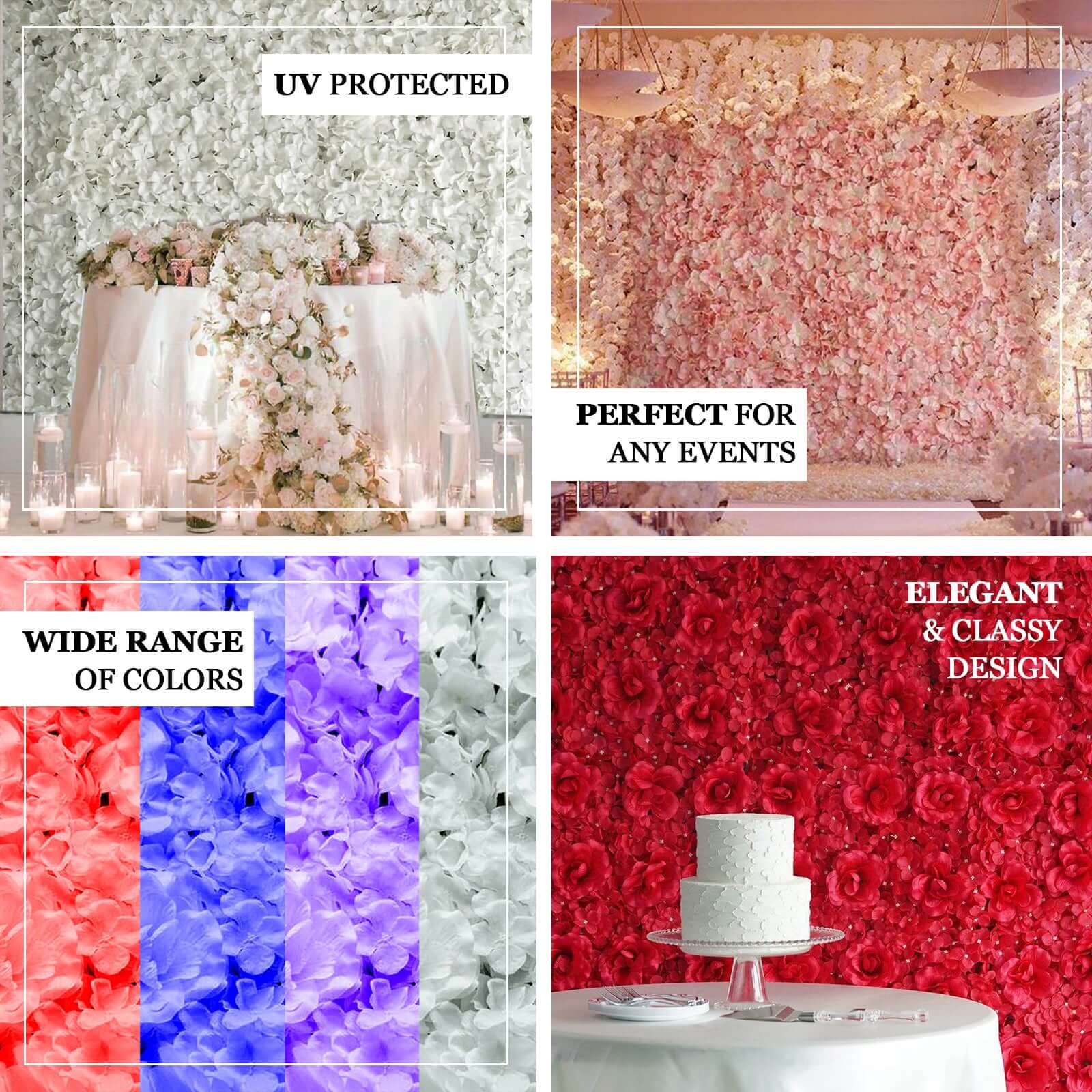 11 Sq ft. Blush UV Protected Hydrangea Flower Wall Mat Backdrop - 4 Artificial Panels