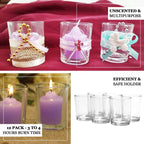 12-Pack Votive Candle Set White with Clear Glass Holders - Tealight Candles for Decor