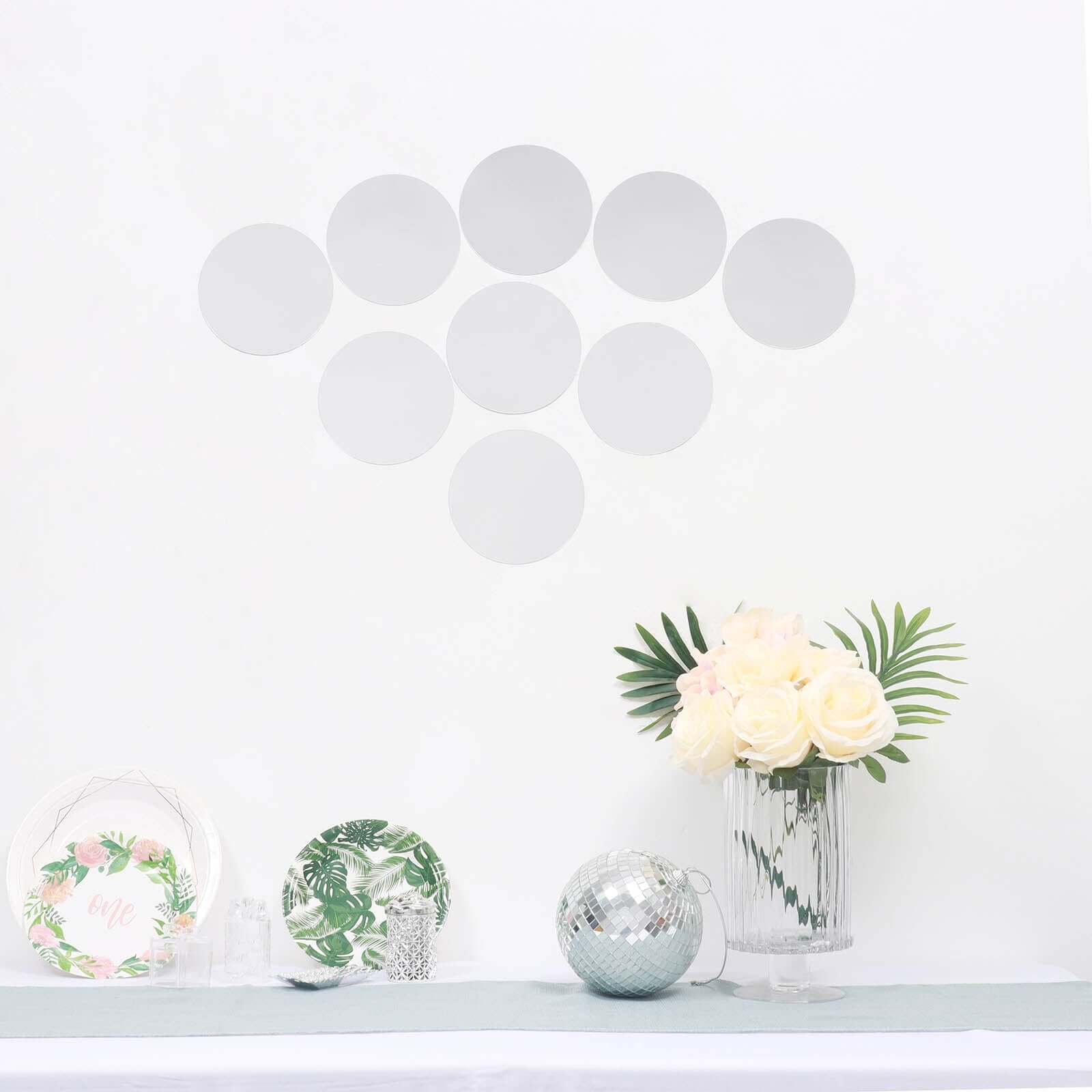 12 Pack Round Acrylic Mirror Wall Stickers, 6" Removable Wall Decals For Home Decor