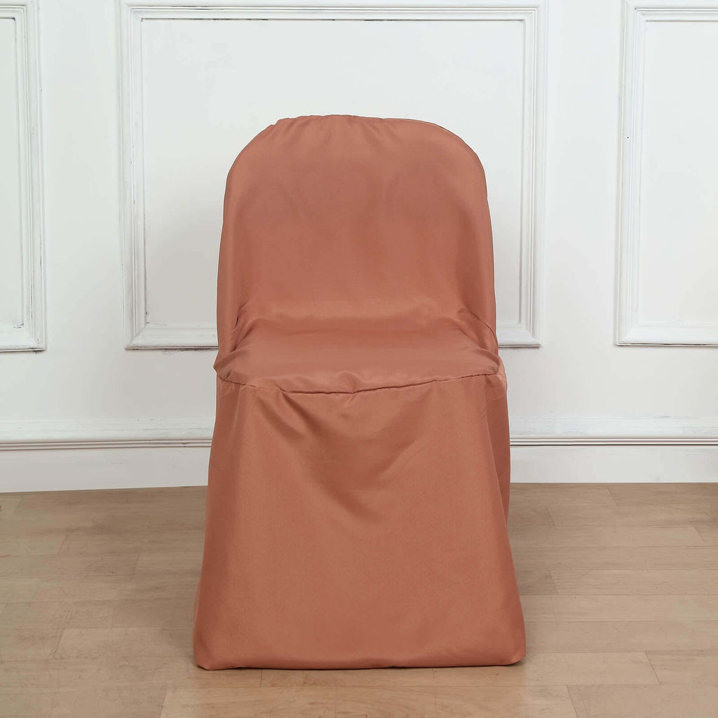 Polyester Slip On Folding Chair Covers Terracotta (Rust) - Stain-Resistant Reusable Durable Fabric