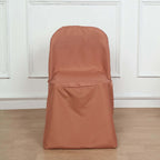 Polyester Slip On Folding Chair Covers Terracotta (Rust) - Stain-Resistant Reusable Durable Fabric