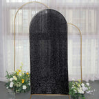 6ft Black Shimmer Tinsel Spandex Chiara Backdrop Stand Cover For Fitted Round Top Wedding Arch