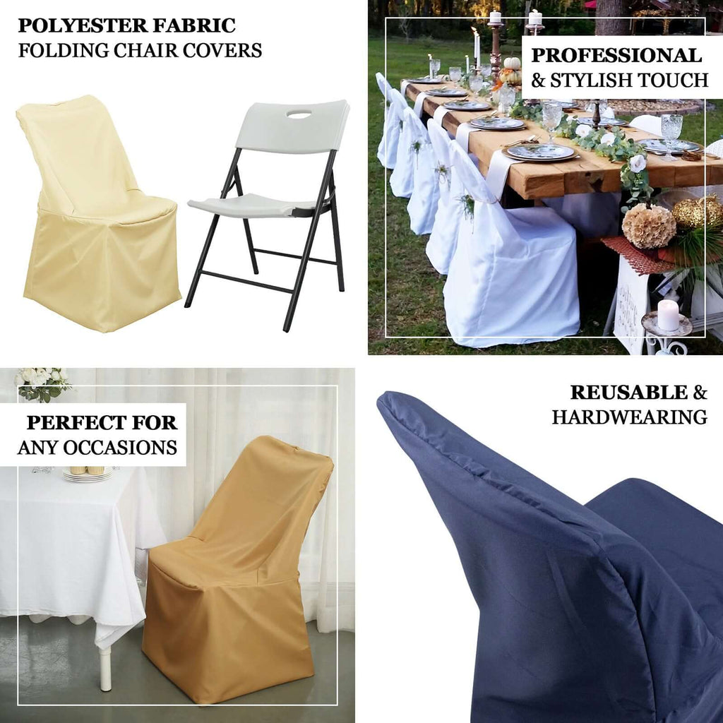 Polyester Chair Cover for Folding Lifetime Chairs White - Reusable Durable Slip-On Cover for Weddings & Gatherings