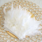 39" White Real Turkey Feather Fringe Trim With Satin Ribbon Tape