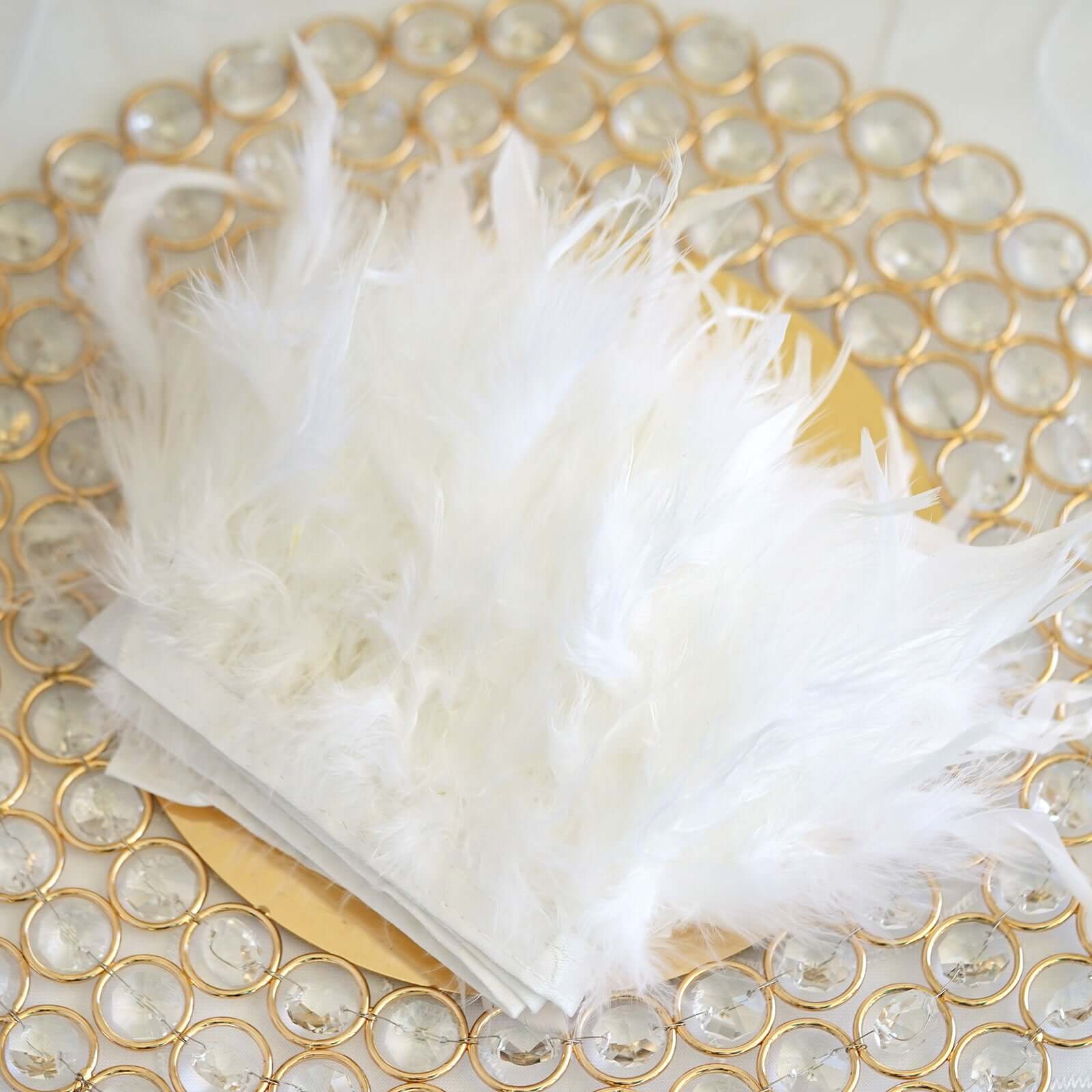 39" White Real Turkey Feather Fringe Trim With Satin Ribbon Tape