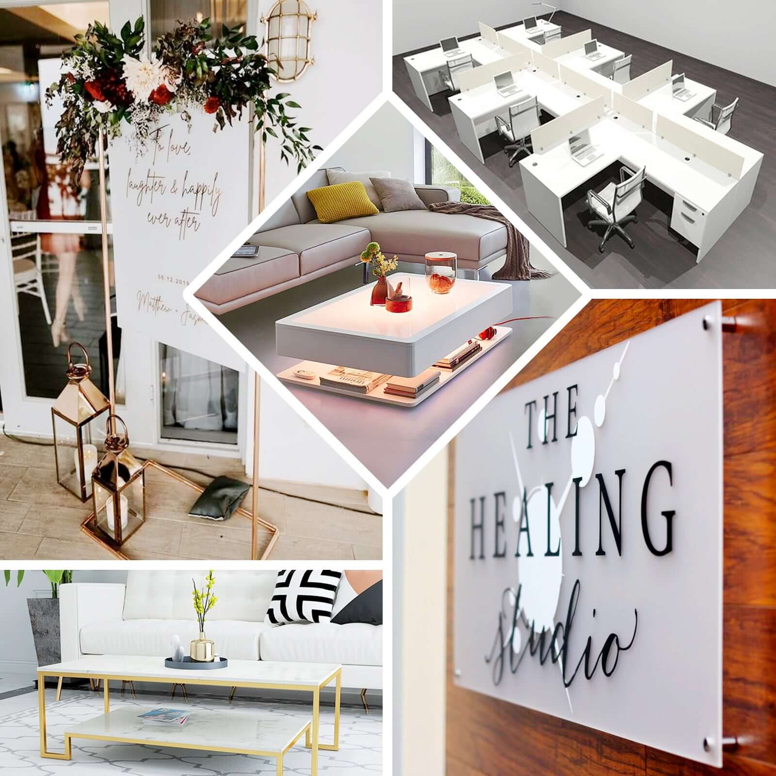 2-Pack Acrylic Plexiglass Sheets Rectangular Side Plates White - Protective Film Coating 32"x11"