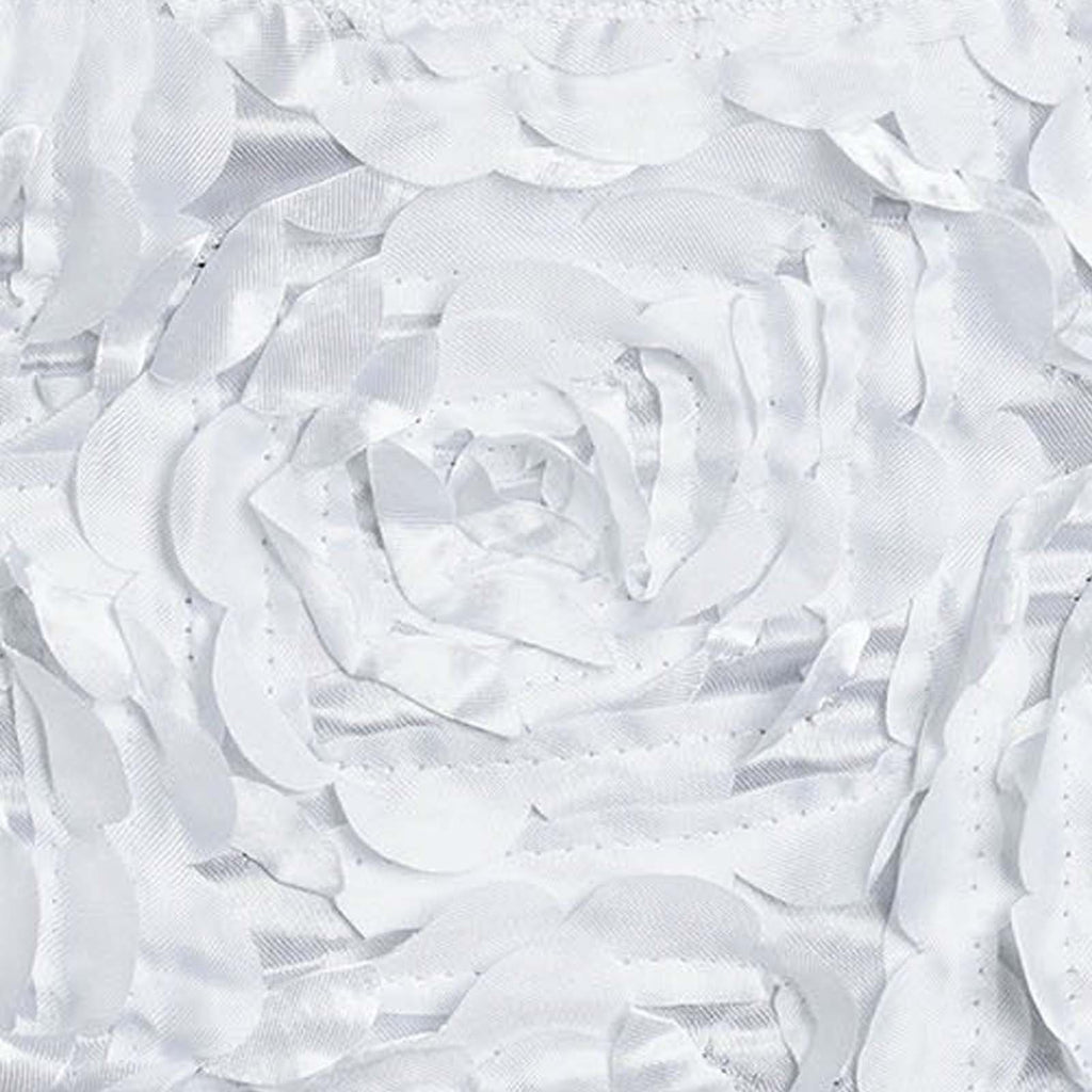 5 Pack Satin Spandex Chair Sashes White - Exquisite Rosette Design Stretch Chair Bands 6"x14"