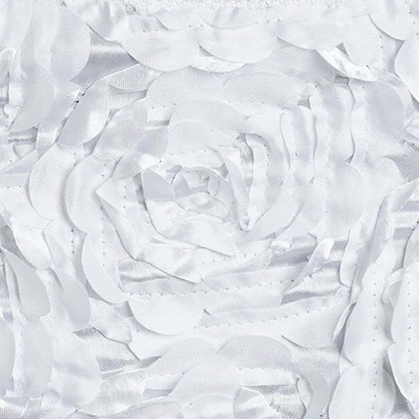 5 Pack Satin Spandex Chair Sashes White - Exquisite Rosette Design Stretch Chair Bands 6"x14"