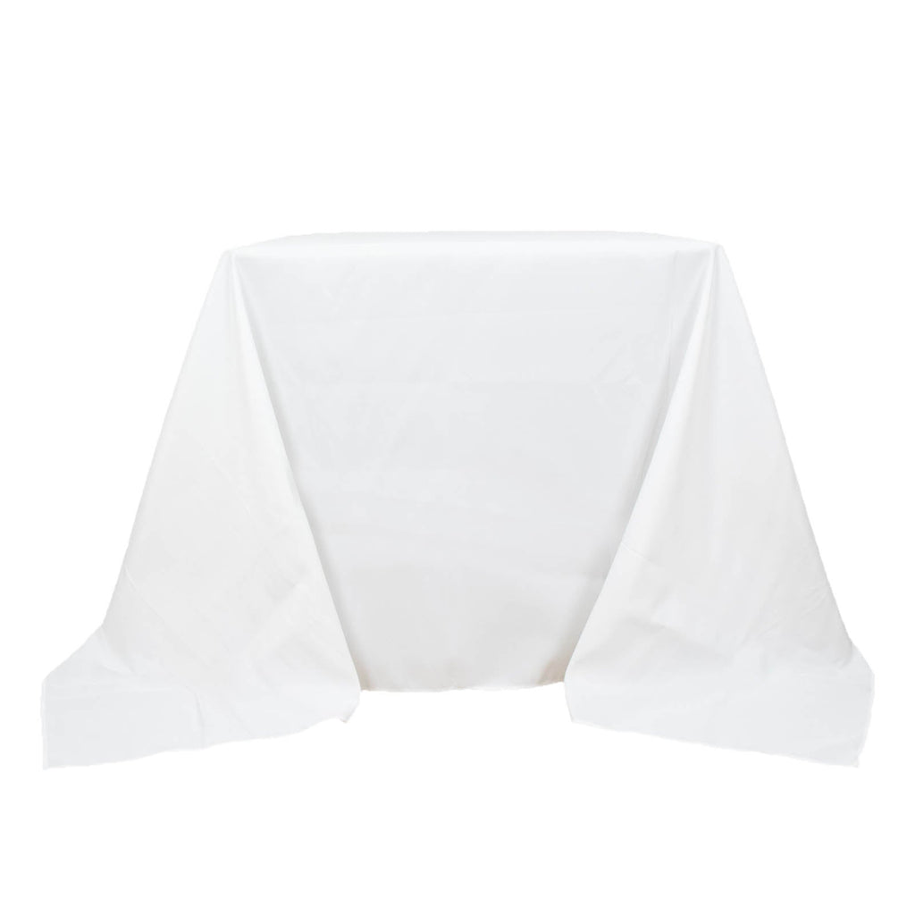 Premium Polyester Square Tablecloth 90"x90" White 220GSM Wrinkle-Resistant Table Cover for Stylish Gatherings