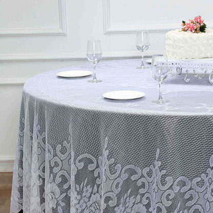Lace 120" Round Tablecloth White - Seamless Premium Design for Upscale Celebrations