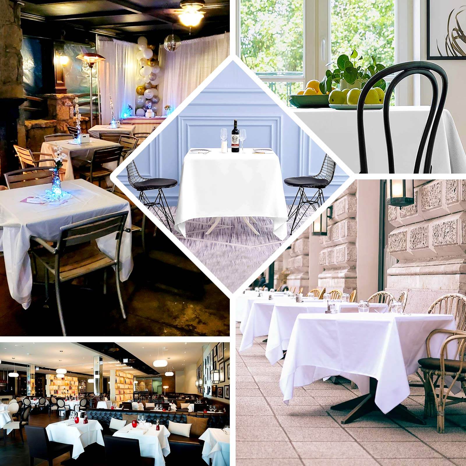 100% Cotton 70"x70" Square Tablecloth White Linen - Sophisticated, Soft & Breathable Fabric Table Cover