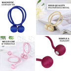 2 Pack Silver Magnetic Curtain Tie Backs For Window Drapes and Backdrop Panels