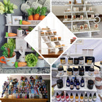 4-Tier Wooden Ladder Shelf Whitewashed Rustic Design - Cascading Stair Step Dessert Display Cupcake Holder 21"