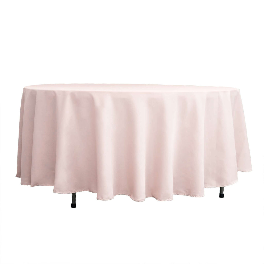 Polyester 108" Round Tablecloth Blush - Wrinkle-Resistant Table Cover