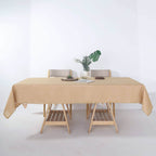 Faux Linen 60"x102" Rectangular Tablecloth Natural - Slubby Textured & Wrinkle Resistant Table Cover