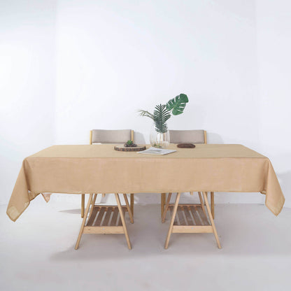 Faux Linen 60"x102" Rectangular Tablecloth Natural - Slubby Textured & Wrinkle Resistant Table Cover