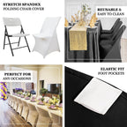 Stretch Spandex Chair Cover Black for Lifetime Folding Chairs - Wrinkle Resistant Snug Fit Slipcover with Foot Pockets