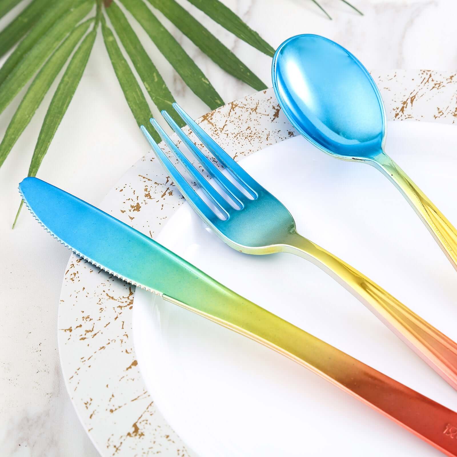 24 Pack - 8" Rainbow Ombre Design Heavy Duty Plastic Knives