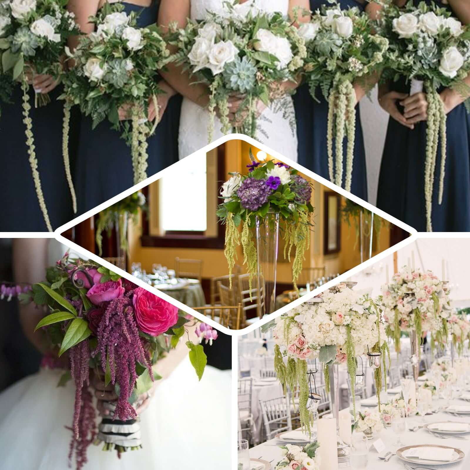 2 Pack Green Artificial Amaranthus Flower Stem Spray and Ivy Leaves 32"