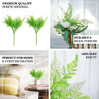 2 Stems Green Artificial Asparagus Fern Leaf Plant Indoor Faux Spray