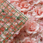 11 Sq ft. Blush and Cream 3D Silk Rose and Hydrangea Flower Wall Mat Backdrop - 4 Artificial Panels