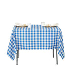 Polyester 70"x70" Square Tablecloth White/Blue - Checkered Buffalo Plaid Table Cover