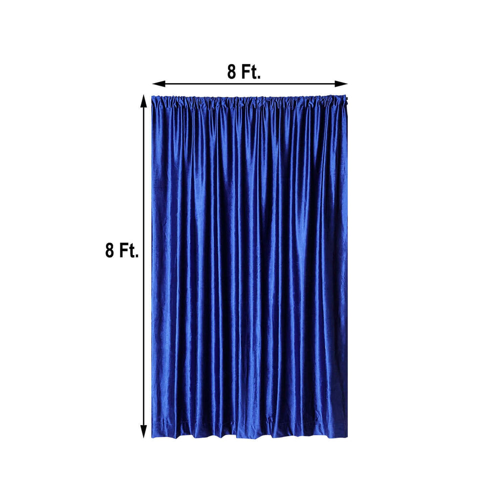 Royal Blue Crushed Velvet Backdrop Curtain â€“ 8ft x 8ft Event Drape with Rod Pocket, Privacy Panel for Photo Booths & Events