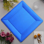 10-Pack Disposable Square Charger Plates in Royal Blue with Leather Like Texture - 1100GSM Durable Paper Chargers 13"
