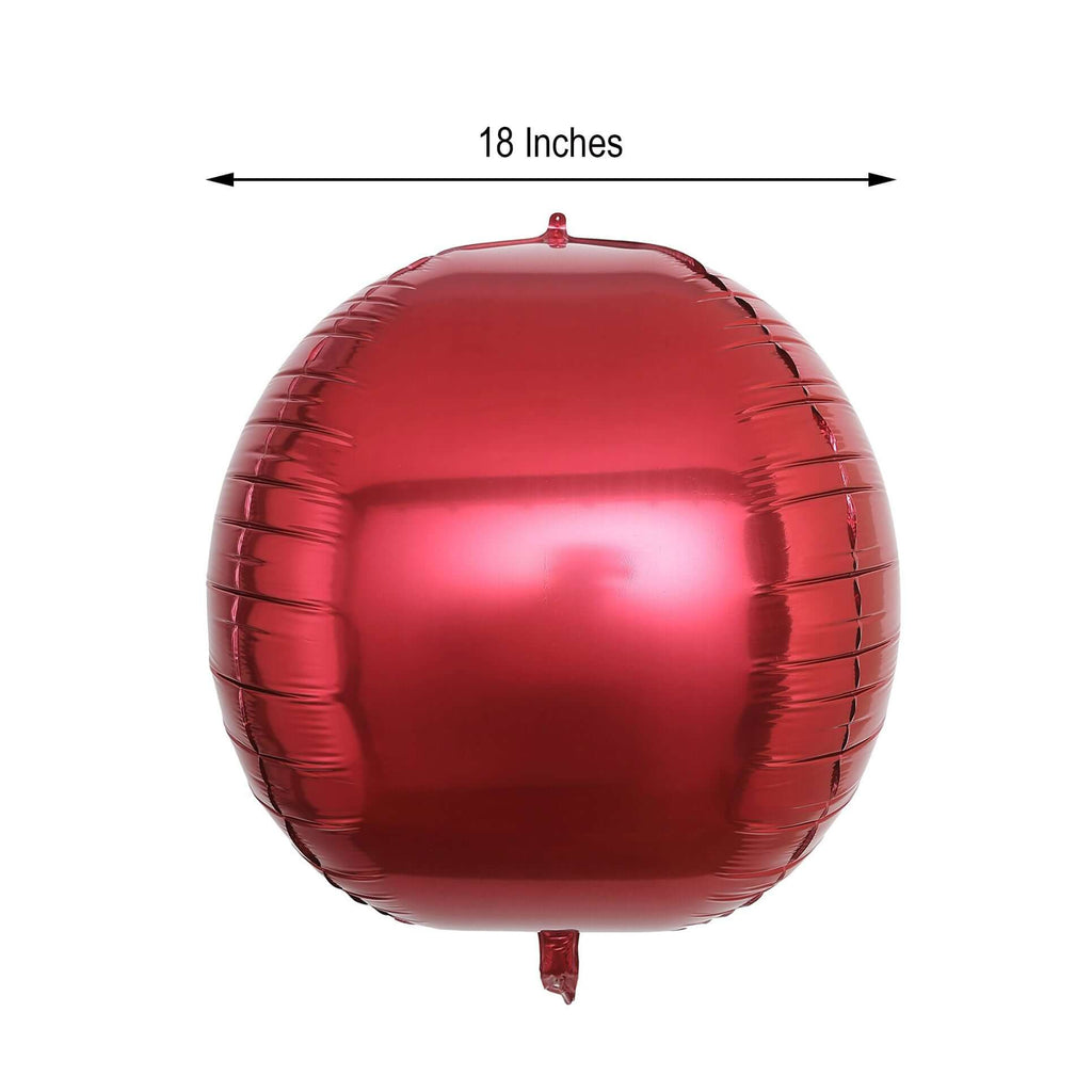 2 Pack 18" 4D Burgundy Sphere Mylar Foil Helium or Air Balloons