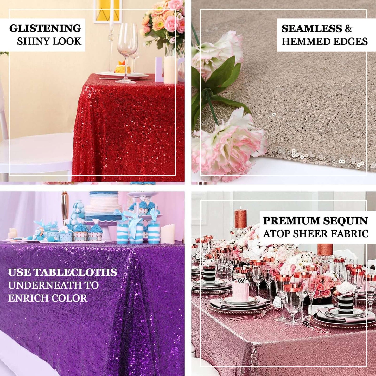 Sequin 60"x126" Rectangle Tablecloth Gold - Glittering Finish for Vibrant Celebrations