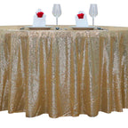 Sequin 132" Round Tablecloth Champagne - Seamless Dazzling Table Cover