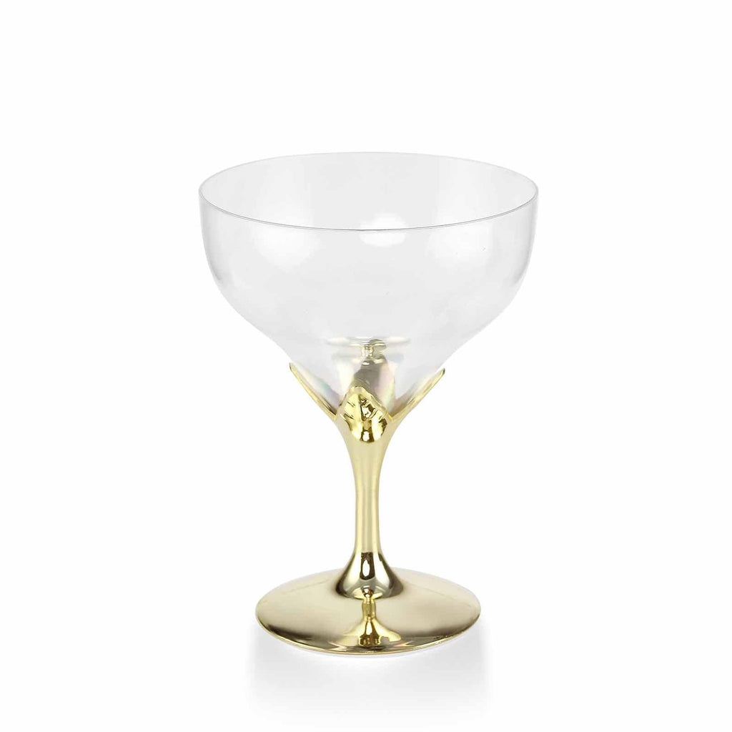 6-Pack Plastic Champagne Glasses Gold Hard Material - Durable Disposable Goblets for Wine 5oz