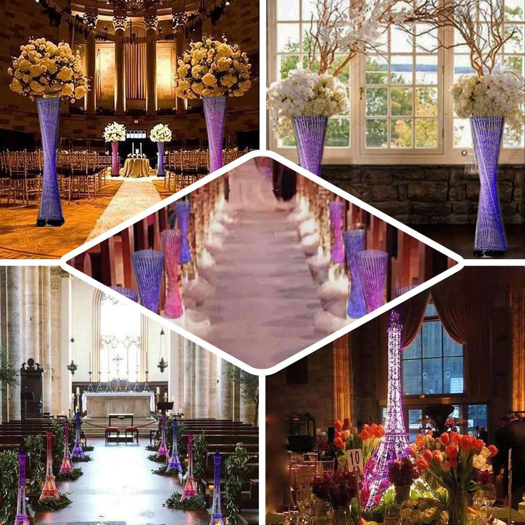 3.5ft Color Changing LED Metal Eiffel Tower Columns LED Lamp, Night Light Wedding Centerpiece