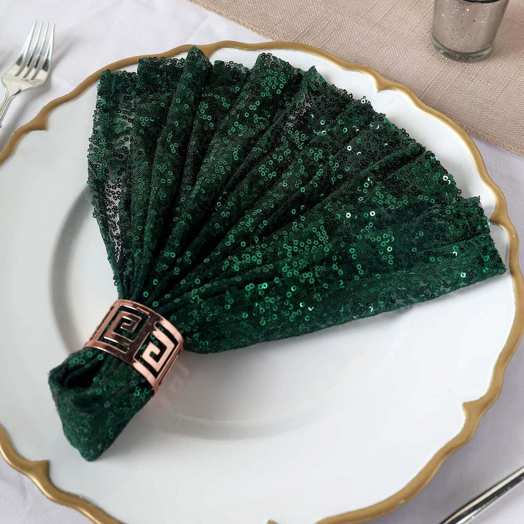 Sequin 20"x20" Napkin Hunter Emerald Green - Shimmering Dinner Napkin