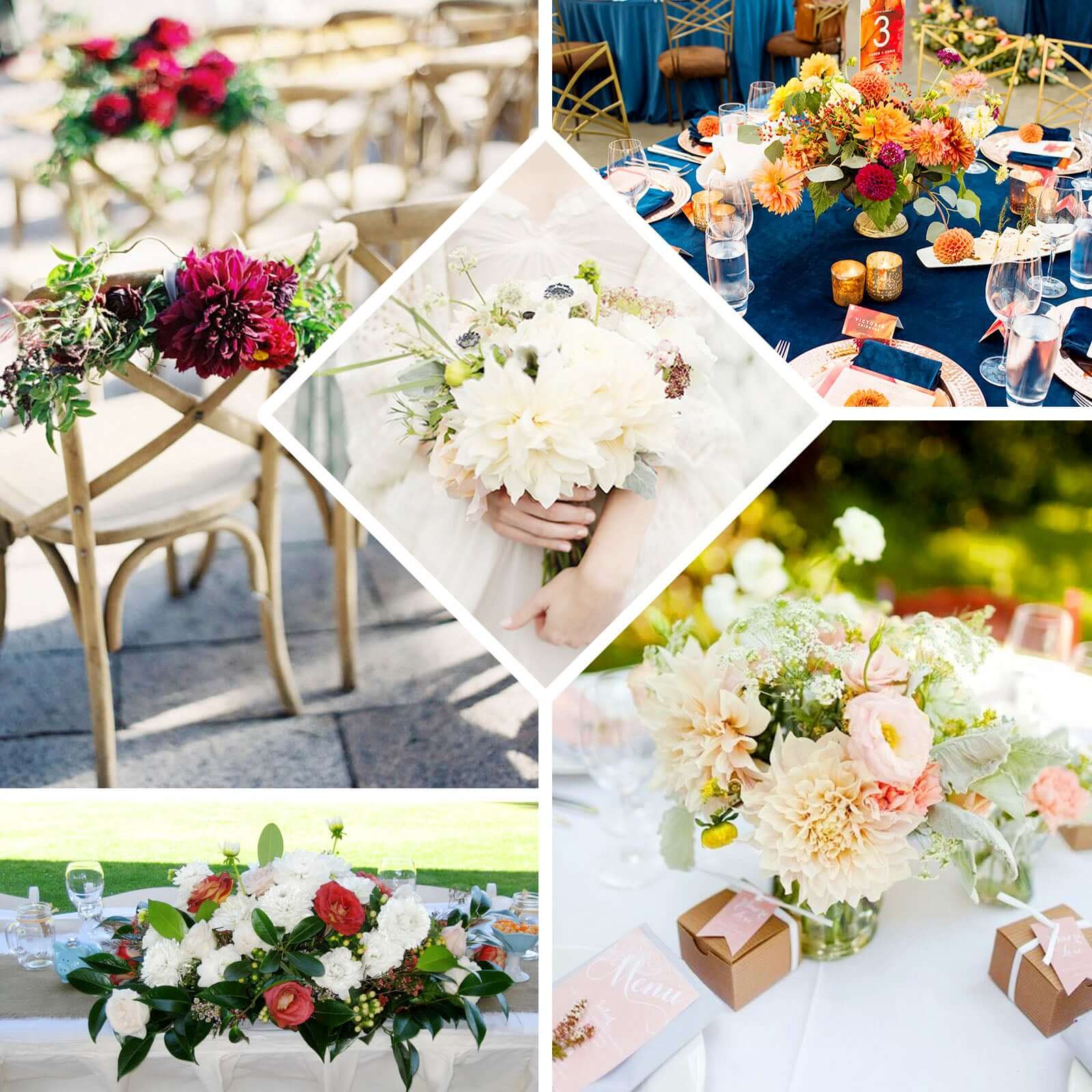 2 Bouquets 20" Champagne Artificial Silk Dahlia Flower Spray Bushes