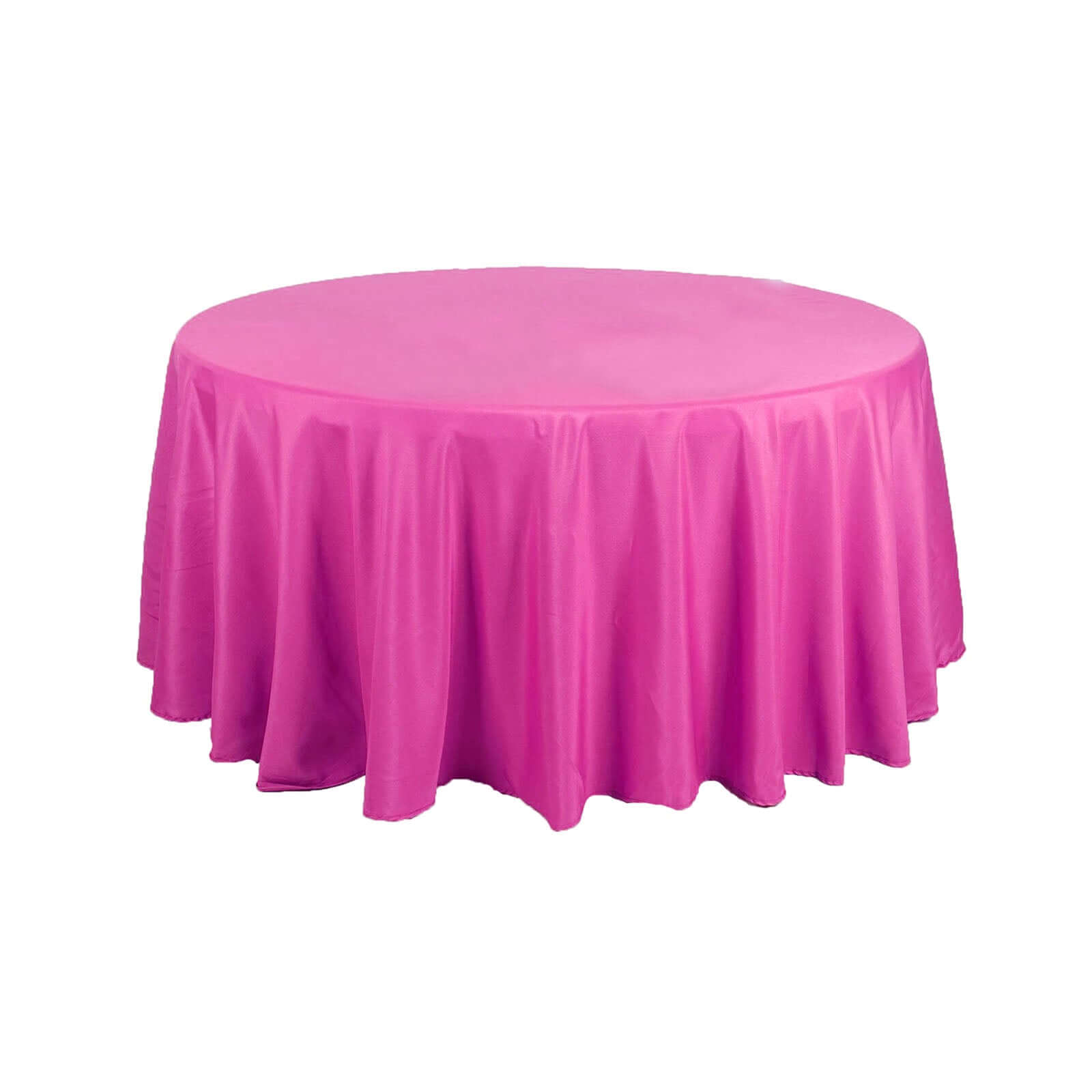 Polyester 120" Round Tablecloth Fuchsia - Seamless Wrinkle-Resistant Table Cover