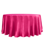 Satin 120" Round Tablecloth Fuchsia - Stylish Seamless Table Cover