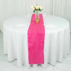 Taffeta 12"x108" Table Runner Fuchsia - Accordion Crinkle Design