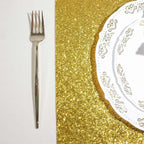 6-Pack Placemats Glitter Design Gold Sparkle Rectangle - Non-Slip Decorative Dining Table Mats 12"x18"